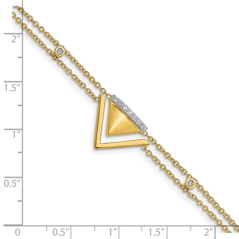 14k Satin/Polished Diamond Double Triangle 2-strand 7in Bracelet-WBC-BM6864-017-YA