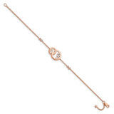 14k Rose Gold Diamond Double Circle w/Star Dangle 7in Bracelet-WBC-BM6869-033-RA