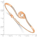 14k Rose Gold PDiamond Teardrop Flower Bar 7in w/.5 ext Bracelet-WBC-BM6882-038-RA