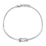 14k White Gold Diamond and Emerald Circle 7in w/.5in ext Bracelet-WBC-BM6886-EM-009-WA