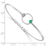 14k White Gold Diamond and Emerald Circle 7in w/.5in ext Bracelet-WBC-BM6886-EM-009-WA