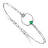 14k White Gold Diamond and Emerald Circle 7in w/.5in ext Bracelet-WBC-BM6886-EM-009-WA