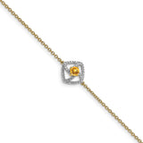 14k Polished Diamond and Citrine Squares 7in Bracelet-WBC-BM6900-CI-014-YA