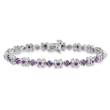 14k White Gold Amethyst Bracelet-WBC-BM7146-AM-W