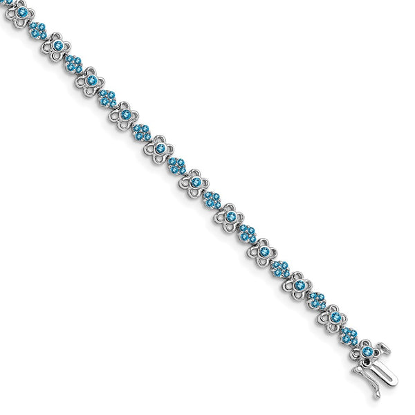 14k White Gold Blue Topaz Bracelet-WBC-BM7146-BT-W