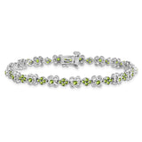 14k White Gold Peridot Bracelet-WBC-BM7146-PE-W