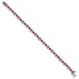 14k White Gold Created Ruby Bracelet-WBC-BM7146-RU-WA