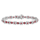 14k White Gold Created Ruby Bracelet-WBC-BM7146-RU-WA