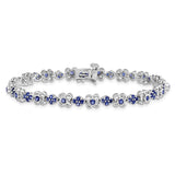 14k White Gold Created Sapphire Bracelet-WBC-BM7146-SA-WA