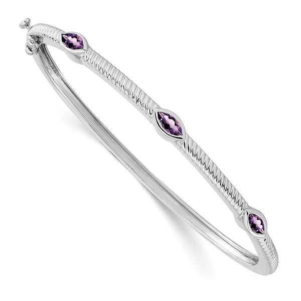 10k White Gold Marquise Amethyst Bangle-WBC-BM7223-AM-1W