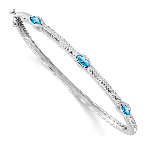 10k White Gold Marquise Blue Topaz Bangle-WBC-BM7223-BT-1W