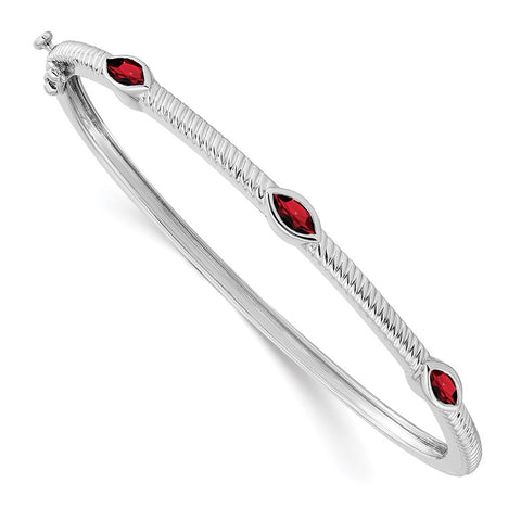 14k White Gold Marquise Garnet Bangle-WBC-BM7223-GA-W