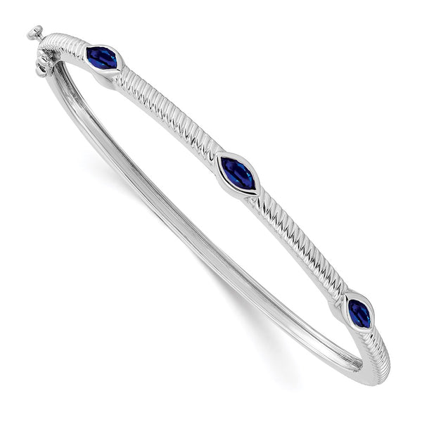 14k White Gold Marquise Sapphire Bangle-WBC-BM7223-SA-W