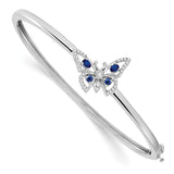 14k White Gold Sapphire and Diamond Butterfly Bangle-WBC-BM7257-SA-017-WA