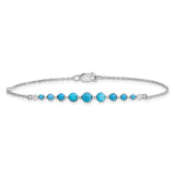 14k White Gold Turquoise and White Topaz Bracelet-WBC-BM7416-BTQ-W