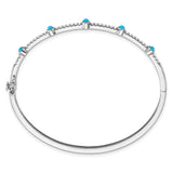 14k White Gold Turquoise and White Topaz Bangle-WBC-BM7421-BTQ-W