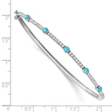 14k White Gold Turquoise and White Topaz Bangle-WBC-BM7421-BTQ-W