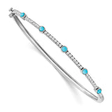 14k White Gold Turquoise and White Topaz Bangle-WBC-BM7421-BTQ-W