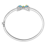 14k White Turquoise/Peridot/Citrine/Wh. Topaz Butterfly Bangle-WBC-BM7427-BTQ/PE/CI-W