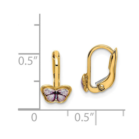14K Children's Enamel Butterfly Hoop Earrings-WBC-C4788