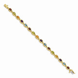 14k Oval Gemstone Rainbow Bracelet-WBC-CB698-7