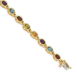 14k Oval Gemstone Rainbow Bracelet-WBC-CB698-7