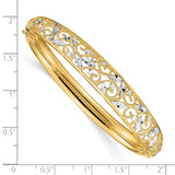 14K w/White Rhodium Diamond-cut Graduated Hinged Bangle Bracelet-WBC-DB555