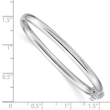 14k White Gold Polished Hinged Safety Clasp Baby Bangle-WBC-DB572