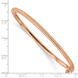 14K Rose Gold Polished Textured Hinged Bangle Bracelet-WBC-DB583