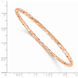 14K Rose Gold Polished Textured Slip-on Bangle Bracelet-WBC-DB586