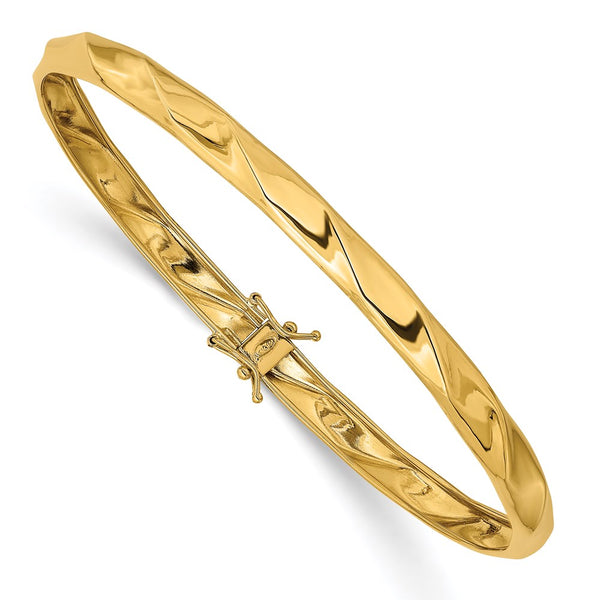 14k Yellow Gold Polished Twisted Flexible Bangle-WBC-DB595