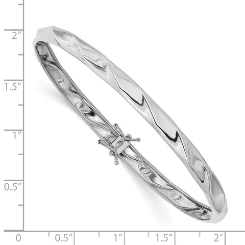 14k White Gold Polished Twisted Flexible Bangle-WBC-DB596