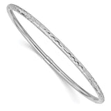 14k White Gold Polished Diamond-cut Slip-on Bangle-WBC-DB612