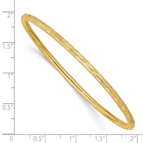 14k Yellow Gold Diamond-cut Slip-on Bangle-WBC-DB613