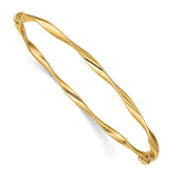 14k Polished Twisted Hinged Bangle Bracelet-WBC-DB619