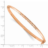 14k Rose Gold Polished Diamond-cut Hinged Bangle Bracelet-WBC-DB642