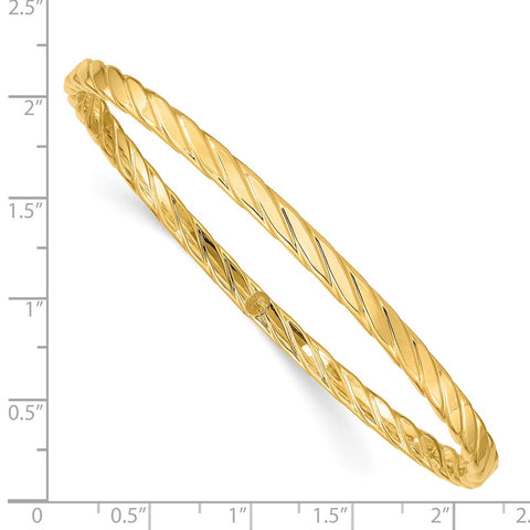 14K 4mm Textured Twist Slip-on Bangle-WBC-DB651