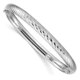 14k White Gold 4/16 Textured Hinged Bangle-WBC-DB653W