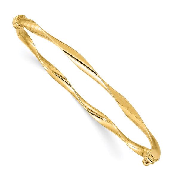 14K Yellow Gold Hinged Bangle Bracelet-WBC-DB668