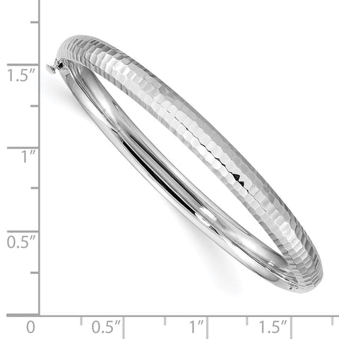 14k White Gold 3/16 Hammered Children's Hinged Bangle-WBC-DB690W