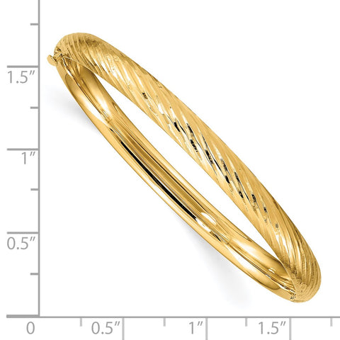 14k 3/16 Textured Children's Hinged Bangle-WBC-DB691