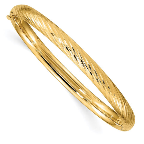 14k 3/16 Textured Children's Hinged Bangle-WBC-DB691