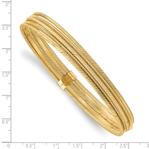 14K Polished & Textured Multi Bracelet Bangle-WBC-DB705