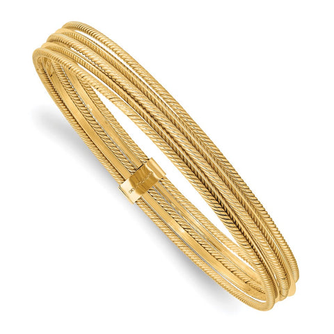 14K Polished & Textured Multi Bracelet Bangle-WBC-DB705