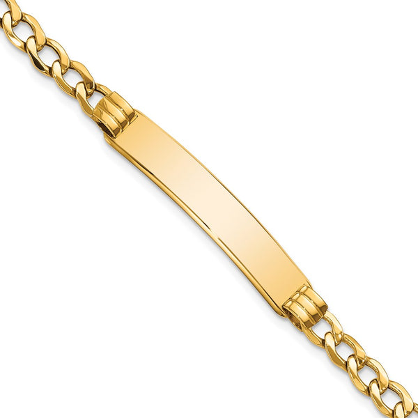 14k Polished Semi-Solid Cuban ID Bracelet-WBC-DCID133-8