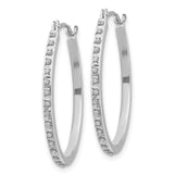 14k White Gold Diamond Fascination Oval Hinged Hoop Earrings-WBC-DF120