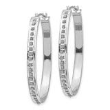 14k White Gold Diamond Fascination Oval Hinged Hoop Earrings-WBC-DF130