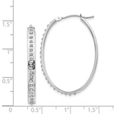 14k White Gold Diamond Fascination Oval Hinged Hoop Earrings-WBC-DF130