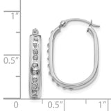 14k White Gold Diamond Fascination Squared Hinged Hoop Earrings-WBC-DF131