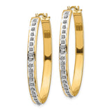 14k Diamond Fascination Oval Hinged Hoop Earrings-WBC-DF135